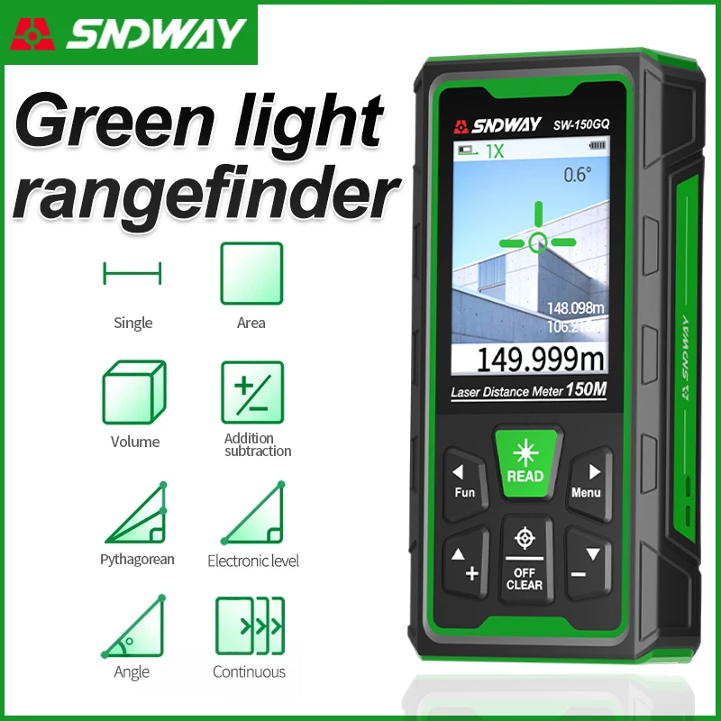 Industrial Laser Rangefinder - Medidor de Distancia Láser Verde, Telémetro