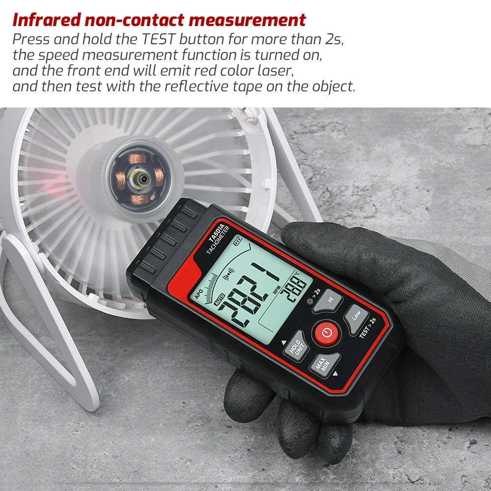 Tacómetro láser TA501A hasta 9 - Industrial Laser Tachometer reseña y precio