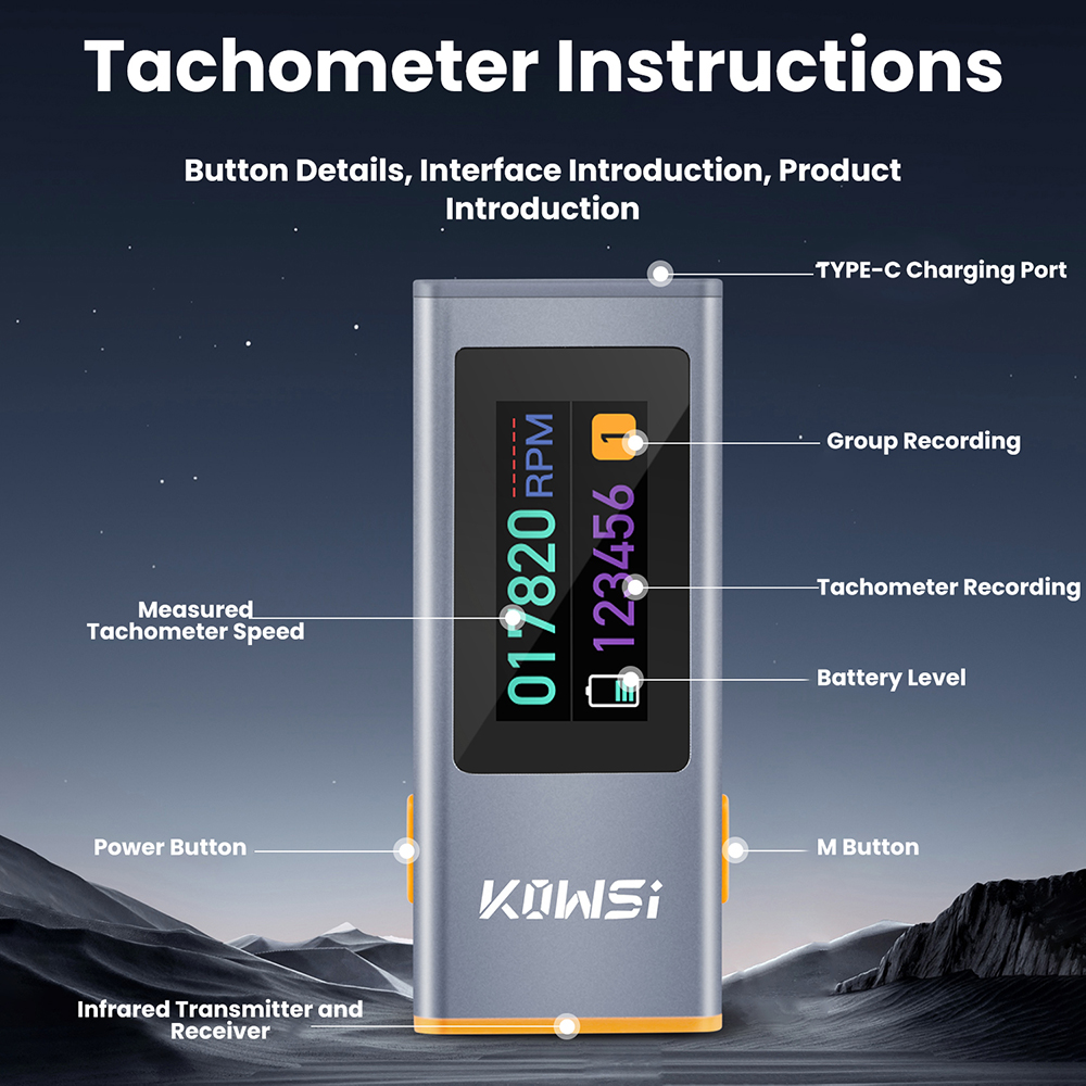 Tacómetro con pantalla TFT inf - Industrial Laser Tachometer reseña y precio