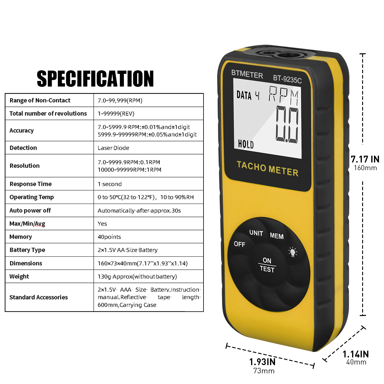 Tacómetro Láser Digital sin Co - Industrial Laser Tachometer reseña y precio