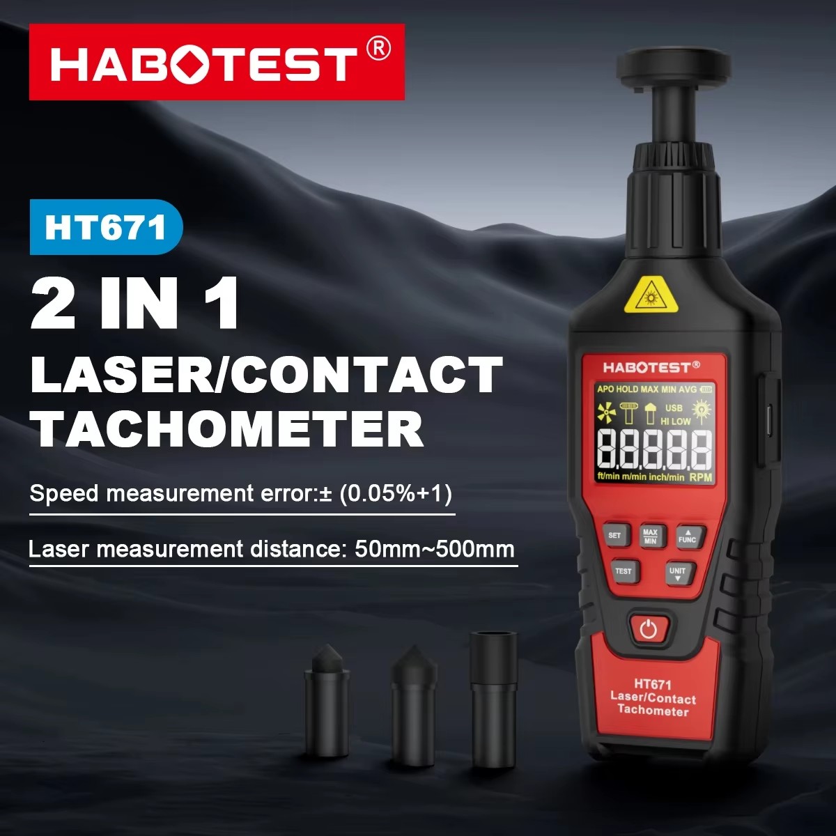 Tacómetro Digital 2 en 1 HABOT - Industrial Laser Tachometer reseña y precio