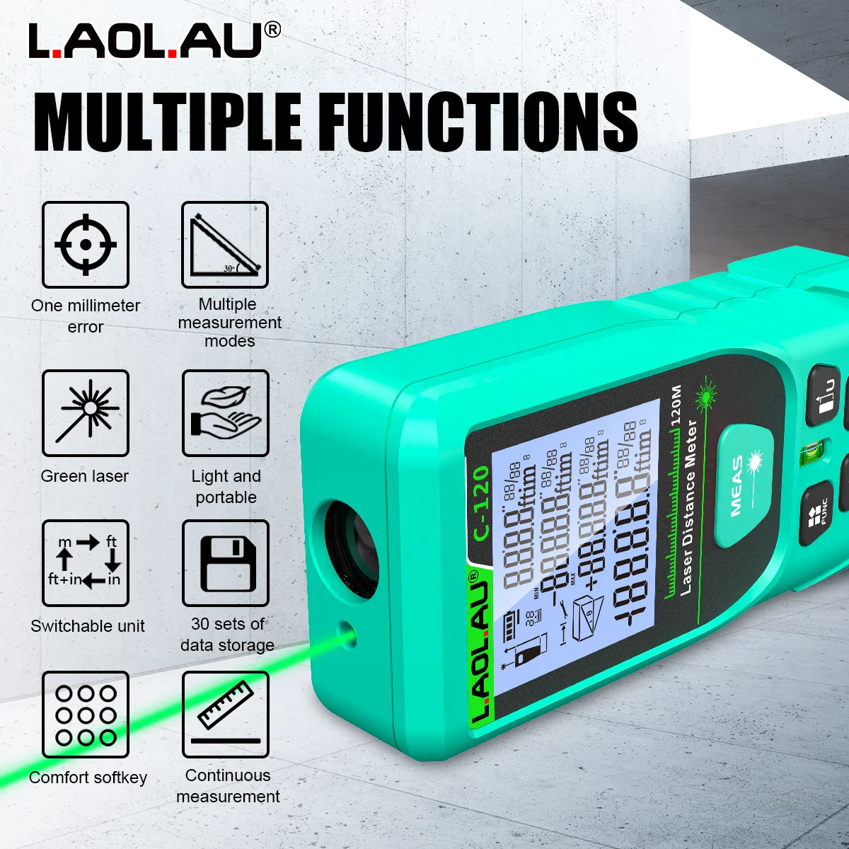 LAOLAU 50m/100m/120m/200m Medi - Industrial Laser Rangefinder reseña y precio