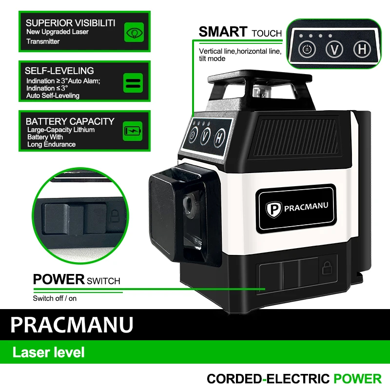 Pracmanu Mini nivel láser 3D d - Industrial Laser Level reseña y precio
